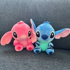 Disney Stitch and Angel Plush Toy Set - Pink and Blue